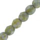 Czech Fire polished faceted glass beads 4mm Chalk white olive green luster